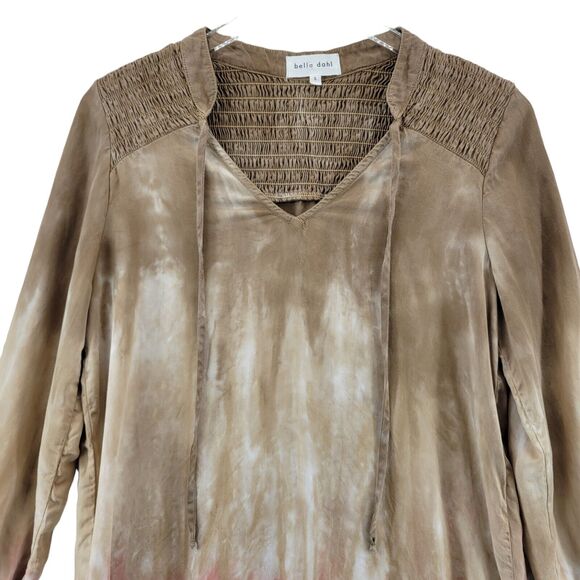 Bella Dahl Smoked Yoke Tunic Dress Flax Henna Ombre Size Small 100% Tencel - Picture 5 of 12